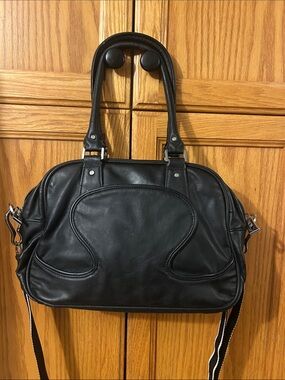 lululemon athletica Black Leather-Style Shoulder Bag